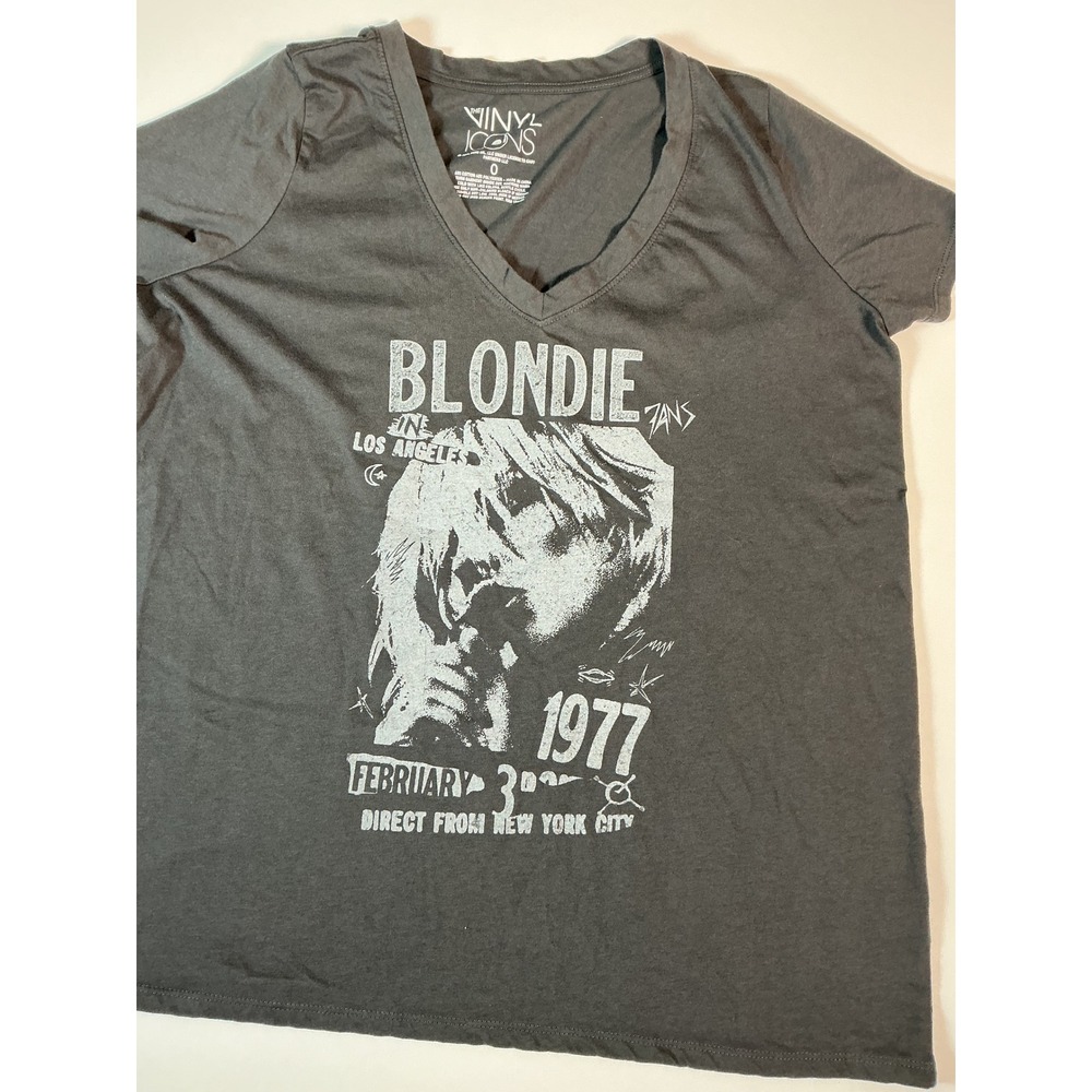 Vinyl Icons Blonie 1977 Concert V-Neck Tee Gray Size O (Medium/Large)